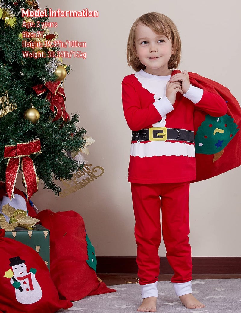 A&J DESIGN Kids Xmas Boys' Santa Pajamas Shirt Sets (8, Santa Claus) - Image 2